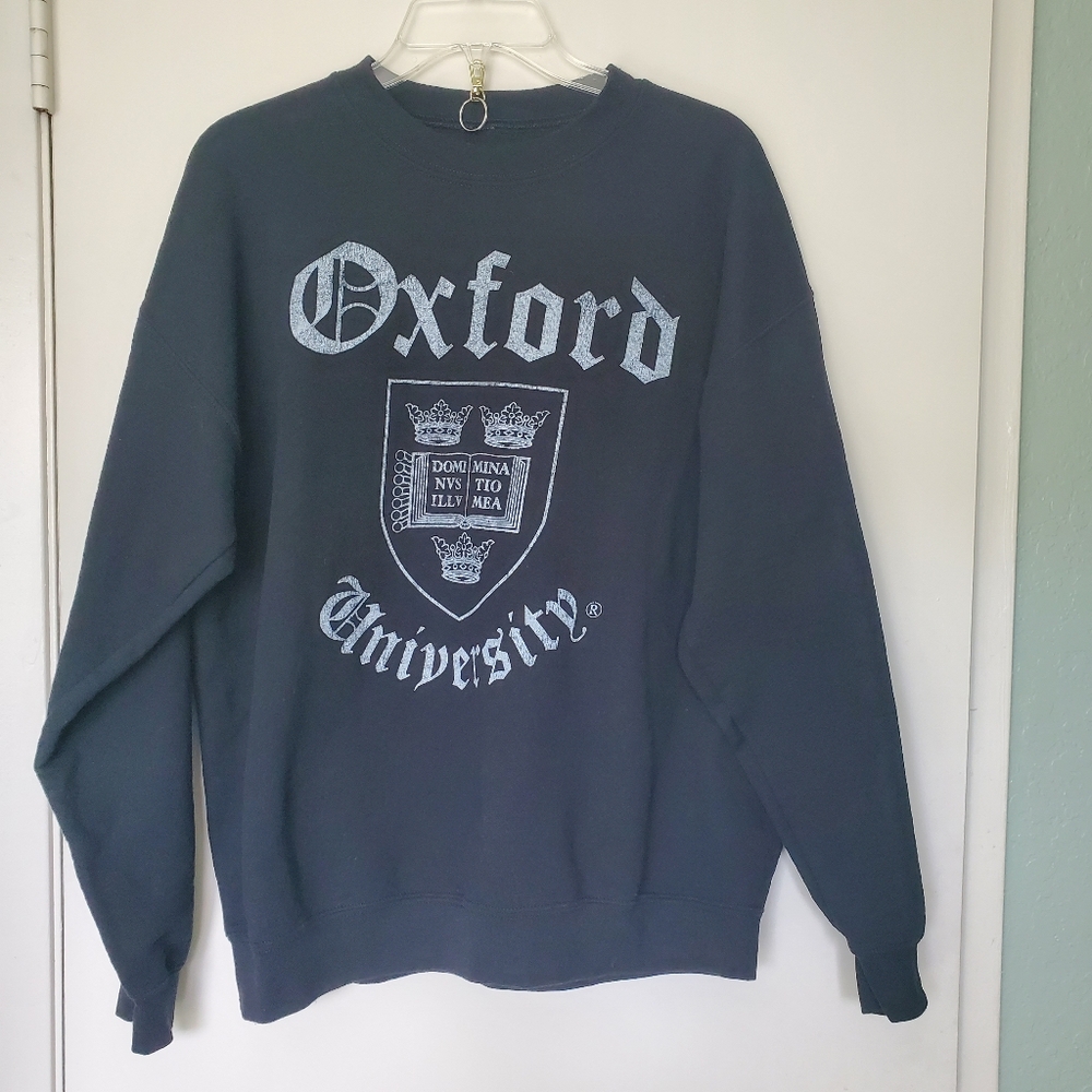 Unisex Black Cambridge University Preppy Sweatshirt Size L Cotton/Polyester